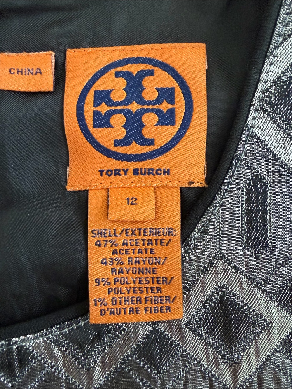Tory Burch Silver Graphic Print Knee-Length Sleeveless Dress size 12 - Picture 3 of 10